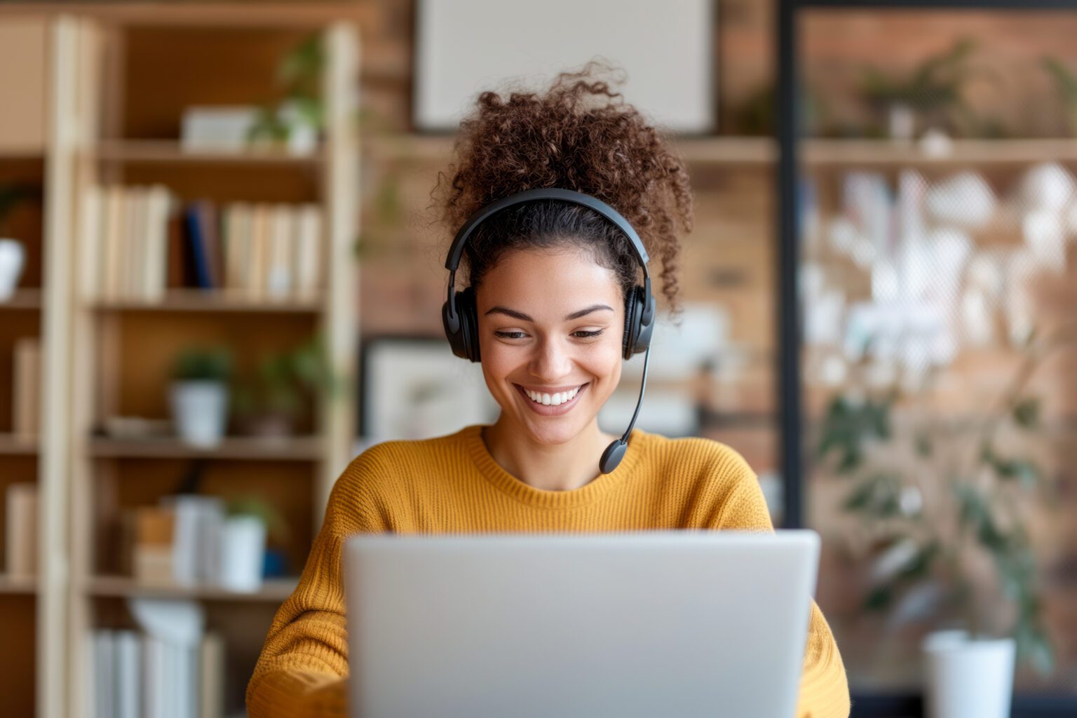 Photo d'une Entrepreneure travaillant sur sa gestion comptable et administrative en ligne.